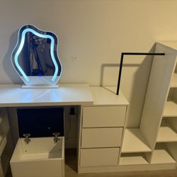 Vanity With Storage And Stool 