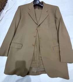 Men's Tan Three-Button Suit Jacket