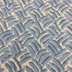Vtg Fabric Canvas Ivory Blue Strokes Stripes 1981 Bloomcraft 1 1/3 Yd x 52 Wide