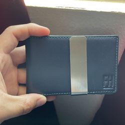 Blue Wallet Money Clip Hard Leather $15