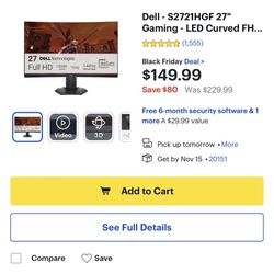 26” Dell curved monitor 1080p 