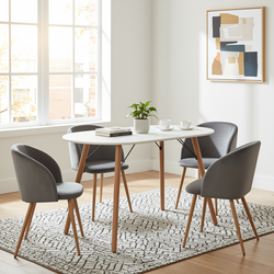 Homy Casa MICK 5PC Dining Set 47.2” Oval White Table with 4 Ynez Grey Chairs Open Box