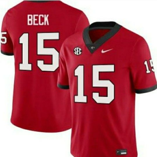 New! Georgia Bulldogs #15 Carson Beck Red Stitched Men's Jersey XL