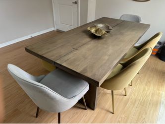 Beautiful Modern Dining Set – Solid Wood Table + 4 Chairs + Bench