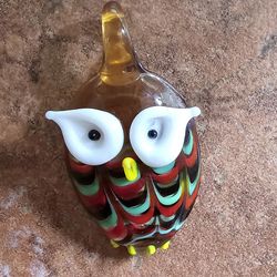 ESTATE FIND NEW  OWL LOVERS MURANO GLASS OWL PENDANT