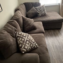Chocolate Brown Suede Sectional
