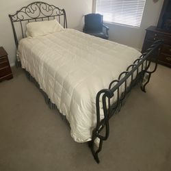 Full Size Bed Metal Frame with Mattress & Boxspring