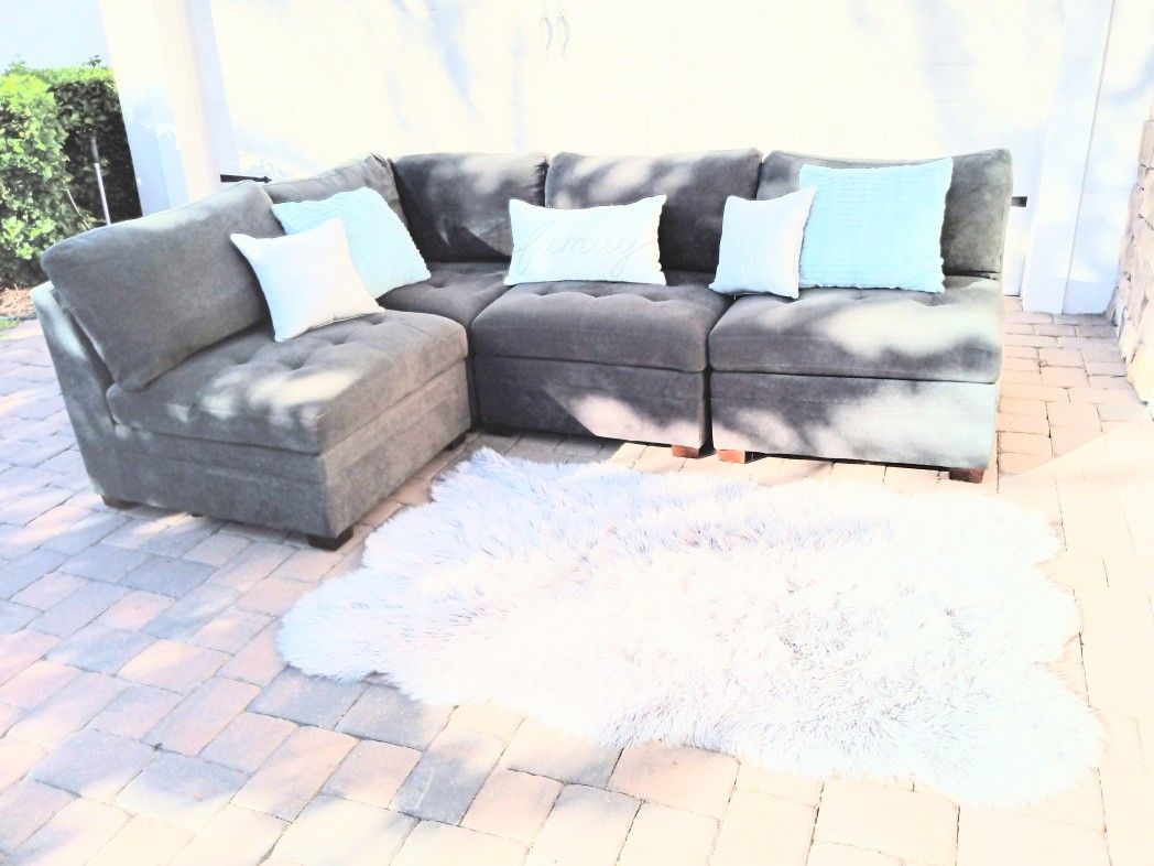 Gray 4 Piece L Sectional Couch 