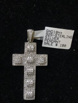 Sterling Silver CZ Cross Pendant
