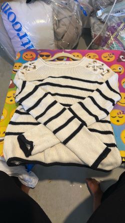 Striped Knit Sweater with Lace-Up Detail Size Small - $10 OBO