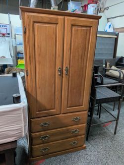 Wood Armoire with Drawers