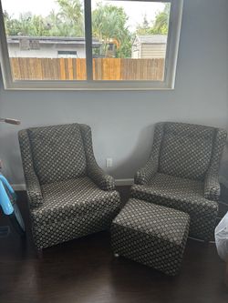 Matching set armchairs and ottoman