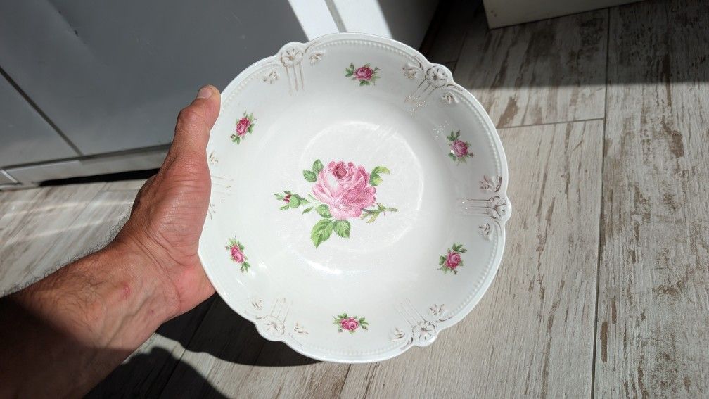 Antique Dish From Bavarian Floral Vintage Plate Bowl 9"