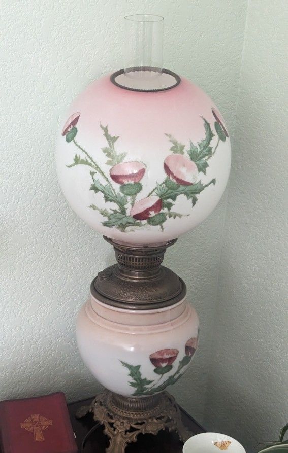 Antique Gone With The Wind. Milk thistle Lamp