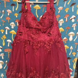 Red Corset Fluffy Dress