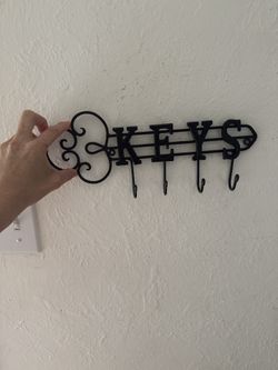 Black Metal “KEYS” Wall Hook Organizer