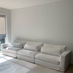White Fabric 3 Piece Sofa