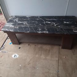 Real Marble And Wood Coffee Table