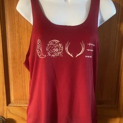 Western Burgundy Red Tank Cowgirl LOVE Size Small 