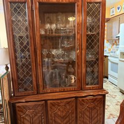 Large Wood China Cabinet / Hutch