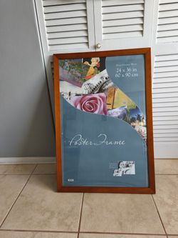 Poster frame 24"x36" Medium Oak, Vertical & Horizontal Wall Hanging Large Picture Frame for Photos, Posters & Art Prints.