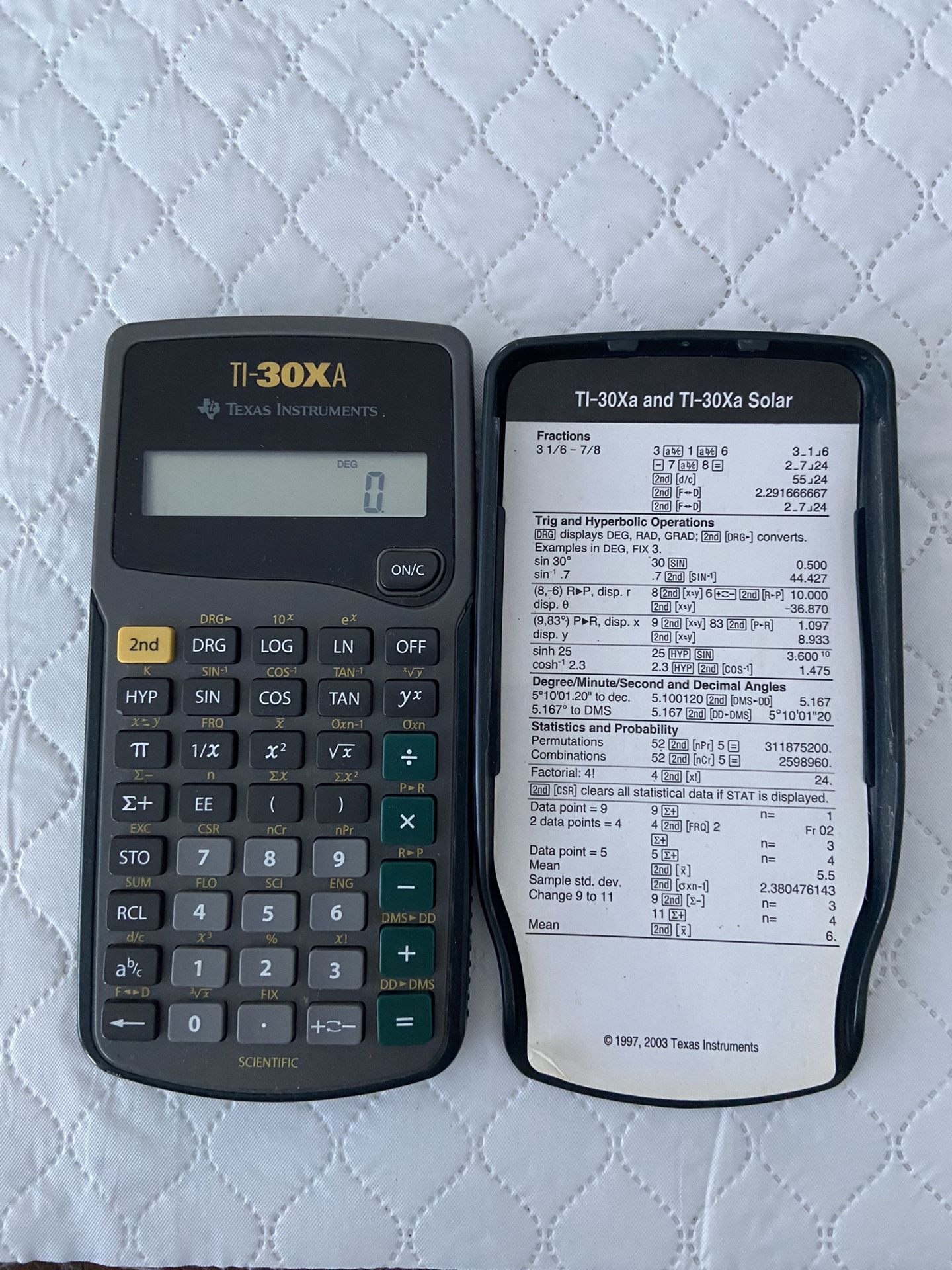 Texas Instruments TI-30XA Scientific Calculator with cover