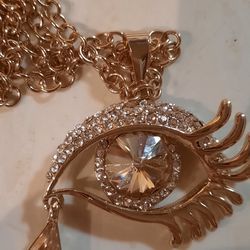 EVIL EYE BLINGY CRYSTAL ENCRUSTED NECKLACE 