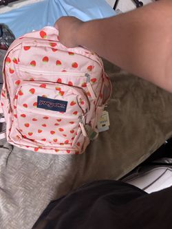 JanSport Backpack Pink Strawberry Print