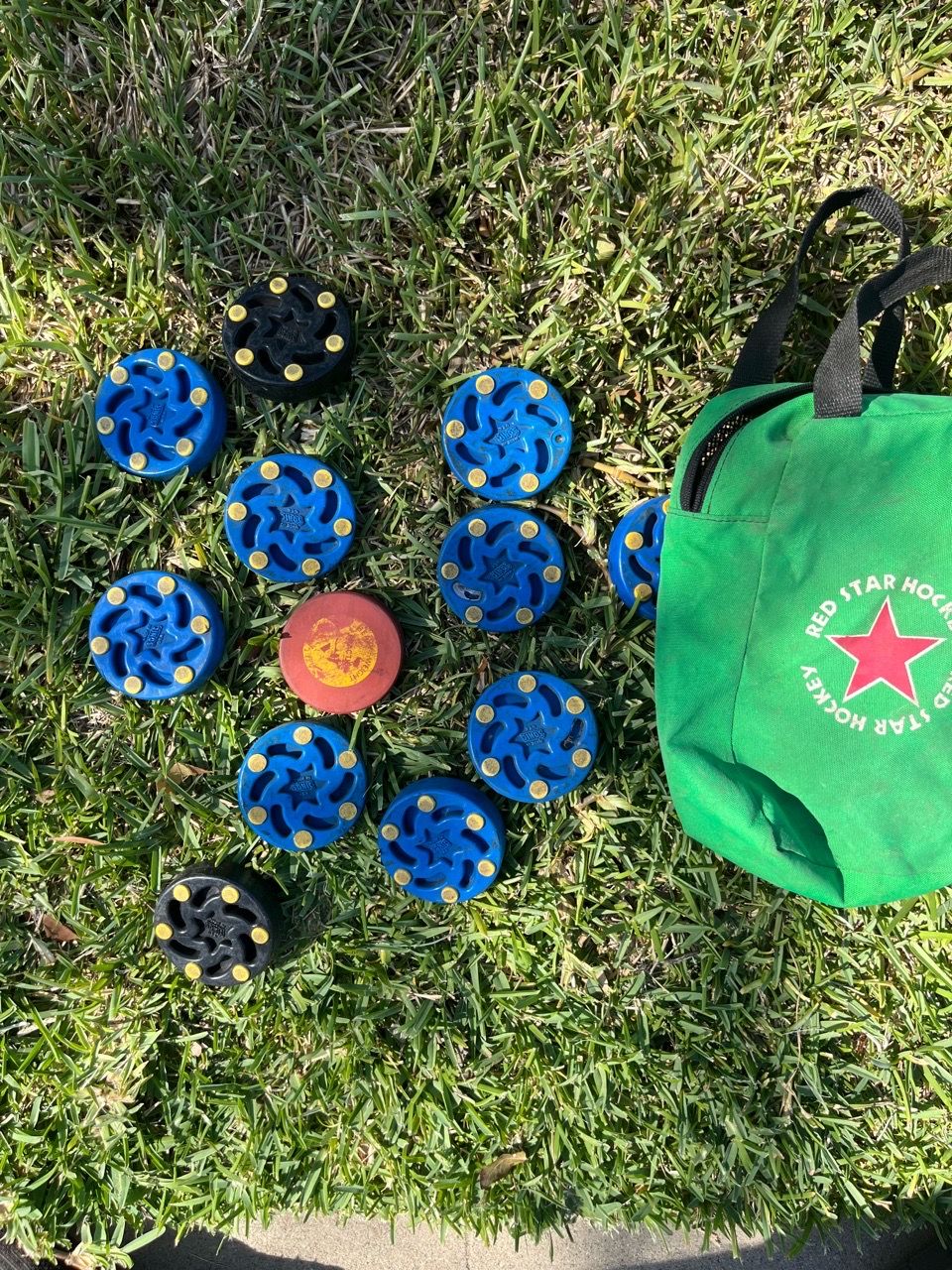 Ed Creen Red Star Hockey Roller Hockey Pucks with Bag for Sale in Covina, CA ...