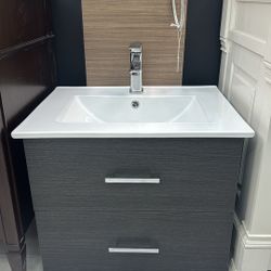 24” Floating Bathroom Vanity With Ceramic Top
