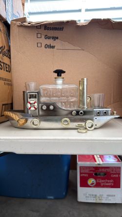 Lot 192: Vintage Tugboat Music Box Nautical Liquor Bar