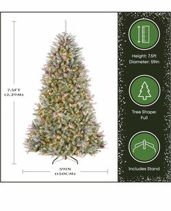 7.5ft Pre-Lit Artificial Christmas Tree with Stand