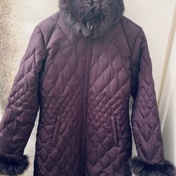 Marvin Richards Jackets & Coats | Authentic Marvin Richards Fur- Trim Overcoat | Color: Dark Purple | Size: S |