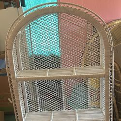 White Wicker Shelf And Cabinet 