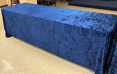 Blue Crushed Velvet Rectangular Tablecloth