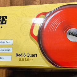 Lodge Cast Iron Enamel Dutch Oven Red 6 Quart 