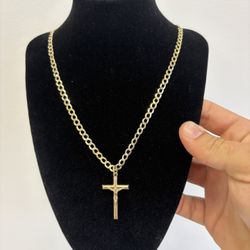 Cadena De Oro 10k Con Dije De Oro 14k