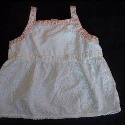 Hanna Andersson Girls 100 4T White Eyelet Floral Straps Shirt