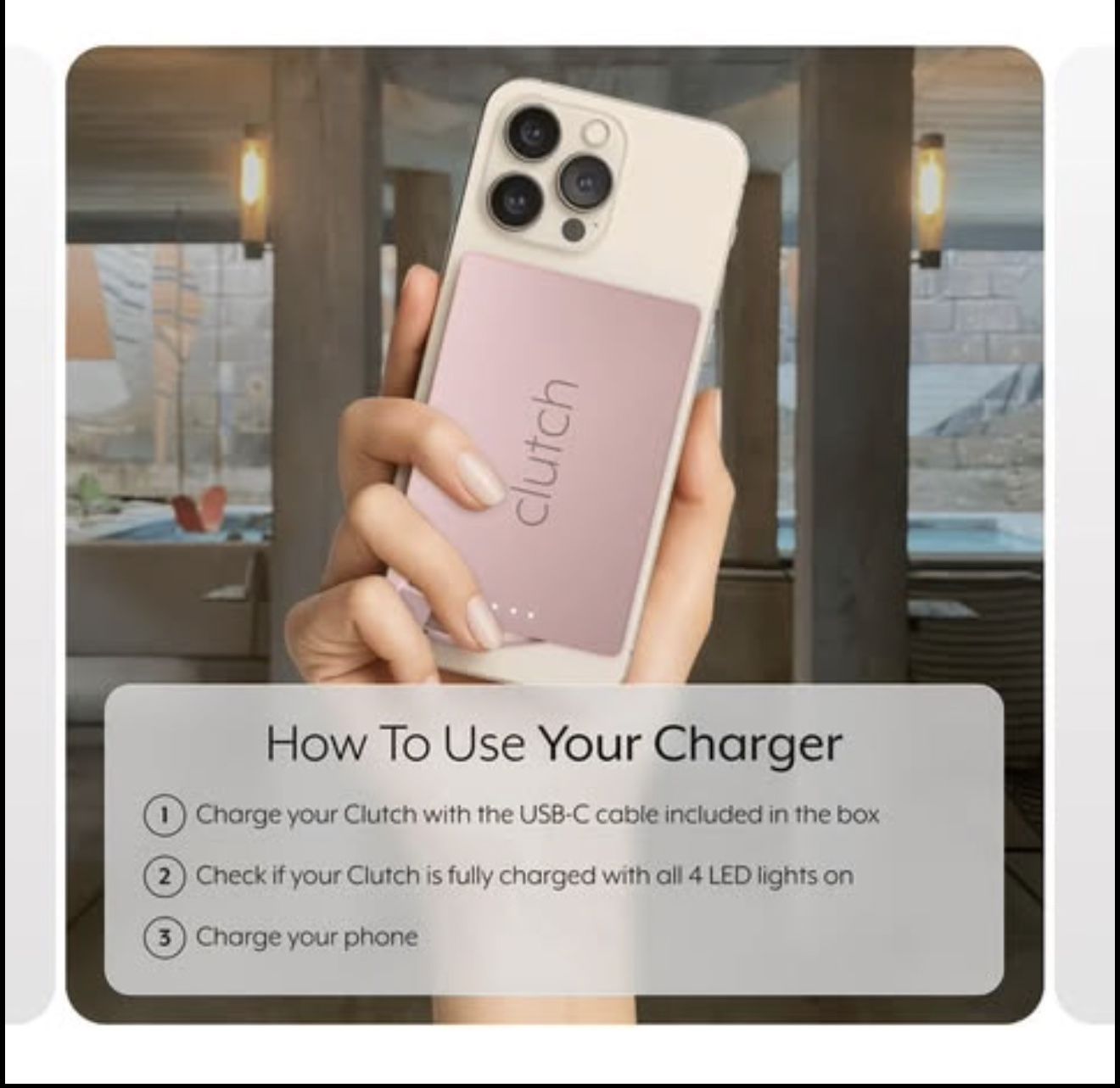 CLUTCH PRO LIGHTNING CHARGER IN PINK FOR IPHONE 14 & OLDER MODELS