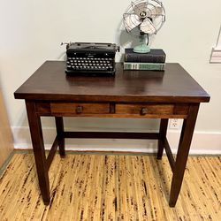 Mid- Century Small Solid Wood Desk Console 