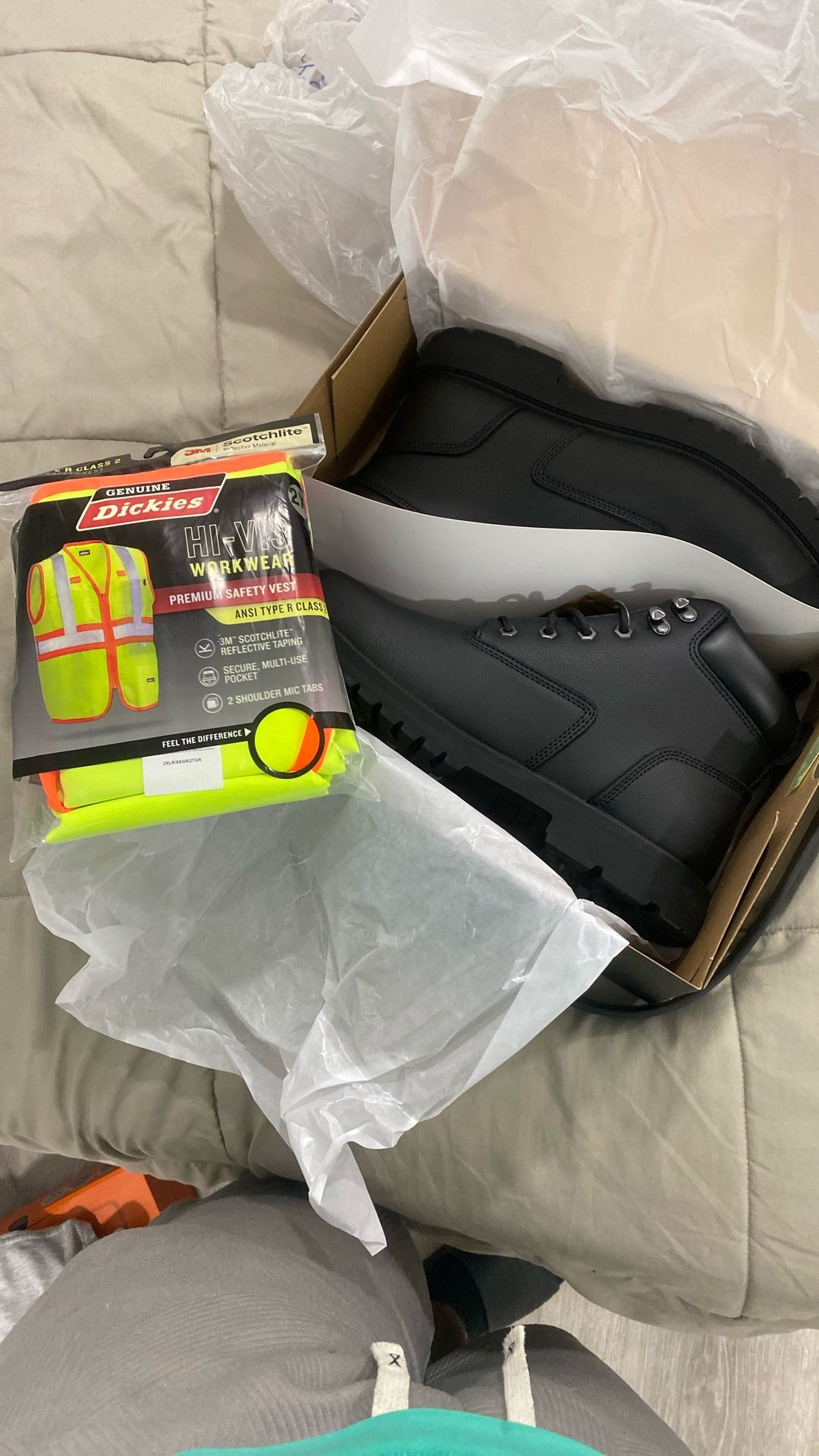 Steel Toe Boots & Safety Vest