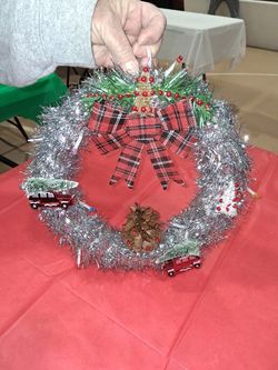 Handmade Silver Tinsel Christmas Wreath