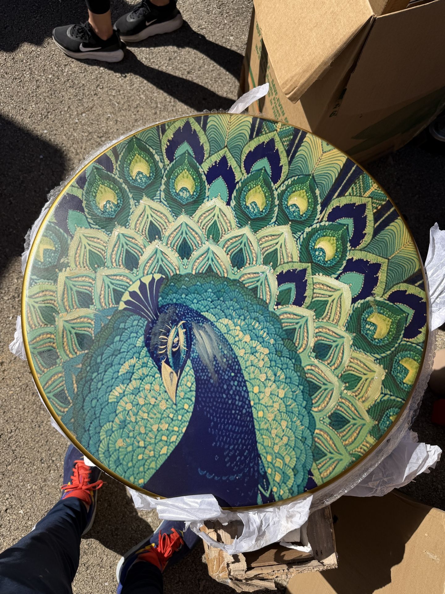 River of Goods Peacock Glass Accent Table – NEW (Open Box)