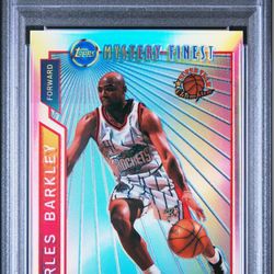 1996-97 Topps Mystery Finest #M21 Charles Barkley RARE REFRACTOR PARALLEL VERSION - GRADED PSA 8 NEAR MINT-MINT CONDITION✨