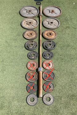 $1 per lb Olympic Weight Set & Barbell with Clamps