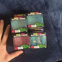 Nee Doh Nice Cube Glitter & Glow Super Solid Squish squeeze  Lot Of 4 not sold separately