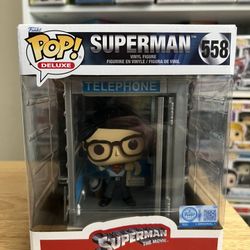 DELUXE EXCLUSIVE Superman In Phone Booth Funko Pop #558 Movies Reeves DC Comics