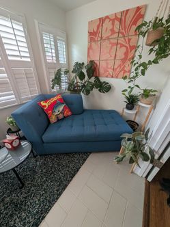 Peacock blue chaise lounge