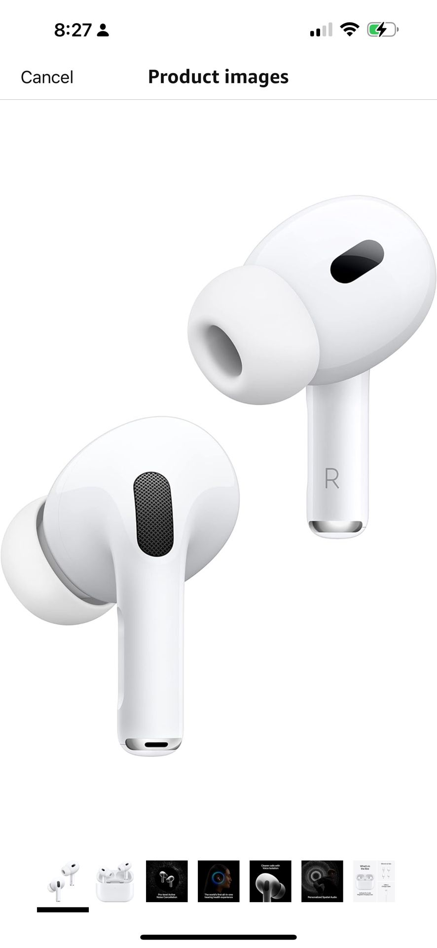 Apple AirPods Pro 2 Wireless Earbuds, Bluetooth Headphones, Active Noise Cancellation, Hearing Aid Feature, Transparency, Personalized Spatial Audio,