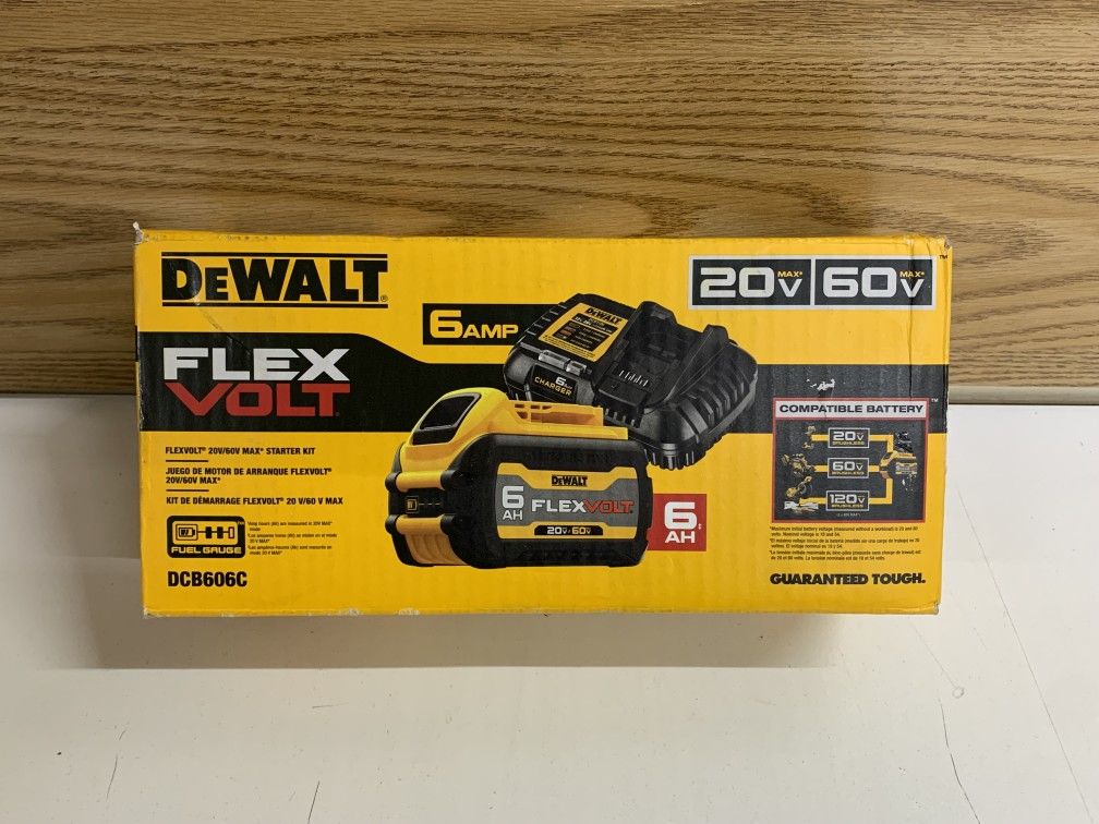 DEWALT DCB606C FLEXVOLT 20V/60V Lithium-Ion 6.0Ah Battery w/ 6 Amp Charger